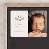 "Laurel Crest" - Birth Announcements in Muslin by Jessica Williams - Front