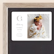"Initial Love" - Birth Announcements in Gray by Carolyn MacLaren - Front
