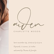 "Signature Babe" - Birth Announcements in Peach by Jessica Williams - Detail