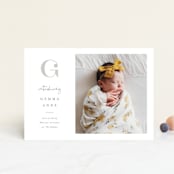 "Initial Love" - Birth Announcements in Gray by Carolyn MacLaren - Front