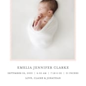 "Monogram Laurel" - Birth Announcements in Peony by Vanessa Doyle - Detail