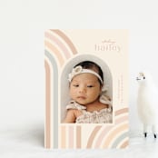 "Mod Rainbow Arch" - Birth Announcements in Taupe by Ashley Iwafuchi - Front