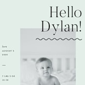 "Wavy Hello" - Birth Announcements in Moss by Pixel and Hank - Detail