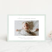 "Story" - Birth Announcements in Sea Salt by Pixel and Hank - Front