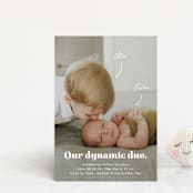 "Dynamic Duo" - Birth Announcements in Cotton by Corinne Malesic - Front