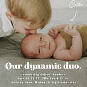 "Dynamic Duo" - Birth Announcements in Cotton by Corinne Malesic - Detail