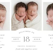 "Twinsies" - Birth Announcements in Slate by Hooray Creative - Detail