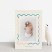 "Wavy Pastel Frame" - Birth Announcements in Cream by Baumbirdy - Front