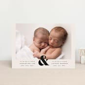"Ampersand Duo" - Birth Announcements in Ivory by Alethea and Ruth - Front