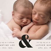"Ampersand Duo" - Birth Announcements in Ivory by Alethea and Ruth - Detail