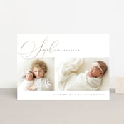 "Classic Twist" - Birth Announcements in Oat by Pixel and Hank - Front
