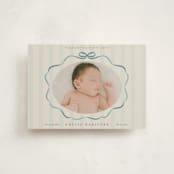"bows and stripes" - Birth Announcements in Lagoon by Lori Wemple - Front