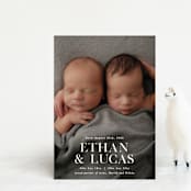 "Double Take" - Birth Announcements in Baby Powder by Hooray Creative - Front