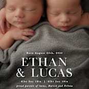 "Double Take" - Birth Announcements in Baby Powder by Hooray Creative - Detail