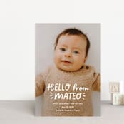 "Fun Hello" - Birth Announcements in Cloud by Jackie Crawford - Front