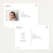 "Skyline" - Birth Announcements in Pearl by Sara Hicks Malone - Back of Card Options