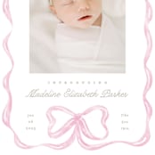 "Squiggle bow" - Birth Announcements in Peony by Creo Study - Detail
