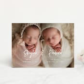 "Twin Names" - Birth Announcements in Bubblegum by Vera Lim - Front