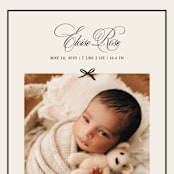 "Elegant Bow Holiday" - Birth Announcements in Charcoal by Chelsea Petaja - Detail