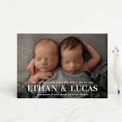 "Double Take" - Birth Announcements in Baby Powder by Hooray Creative - Front