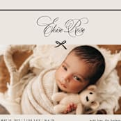 "Elegant Bow Holiday" - Birth Announcements in Charcoal by Chelsea Petaja - Detail