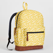 "Sunny Floral" - Backpack in Sunshine by Adrienne Davis - Side and Exterior Pockets