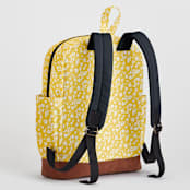 "Sunny Floral" - Backpack in Sunshine by Adrienne Davis - Back and Shoulder Straps