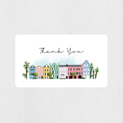 "Rainbow Row Weekend" - Wedding Favor Stickers in Cloud by Becky Nimoy - Front