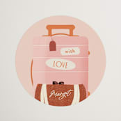 "Boarding" - Wedding Favor Stickers in Blush by Gwen Bedat - Front