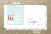 "Hello Hello Hello" - Business Cards in Blue by Paper Rose - Front