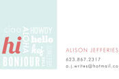 "Hello Hello Hello" - Business Cards in Blue by Paper Rose - Detail