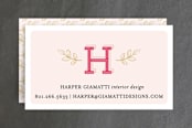 "Leafy Initial" - Business Cards in Rose by Iwona K - Front