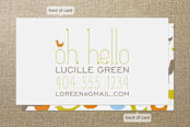 "Oh Hello Birds" - Business Cards in Electric Yellow by Avie Designs - Front