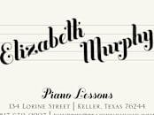 "Piano Lessons" - Business Cards in Black by Ann Gardner - Detail