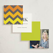 "Citrus Chevrons" - Business Cards in Sunset by Melanie Locher - Back of Card Options