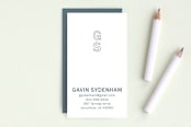 "Clean and Classy" - Business Cards in Slate Blue by Jennifer Postorino - Front