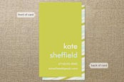 "Mustard Stripe" - Business Cards in Pea by Laura Hankins - Front