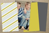 "Mustard Stripe" - Business Cards in Pea by Laura Hankins - Back of Card Options