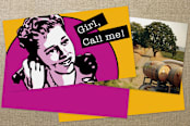 "Retro Chatterbox" - Business Cards in Retro Pink by Mandy Rider - Back of Card Options