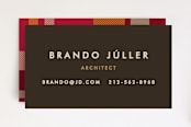 "Savant Plaid" - Business Cards in Granite by Yolanda Mariak Chendak - Front