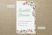 "Scarlet Louise" - Business Cards in Seafoam by Pixel and Hank - Front