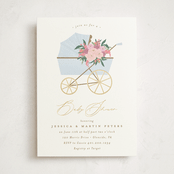 "Pram Bouquet" - Baby Shower Invitations in Cloud by Everett Paper Goods - Front