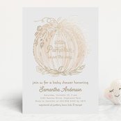 "Little Pumpkin" - Baby Shower Invitations in Peach by Paper Sun Studio - Front