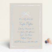 "ribbon bow drawing" - Baby Shower Invitations in Dusty Blue by Cass Loh - Front