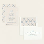 "ribbon bow drawing" - Baby Shower Invitations in Dusty Blue by Cass Loh - Assembled
