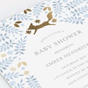 "Foxy Baby Shower" - Baby Shower Invitations in Denim by Hallie Fischer - Detail