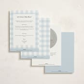 "Gingham Mobile" - Baby Shower Invitations in Baby blue by Stacey Meacham - Back of Card Options