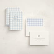 "Gingham Mobile" - Baby Shower Invitations in Baby blue by Stacey Meacham - Assembled