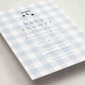 "Gingham Mobile" - Baby Shower Invitations in Baby blue by Stacey Meacham - Detail