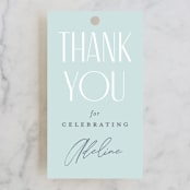 "Versatile" - Bridal Shower Favor Tags in Bluebell by Pixel and Hank - Front